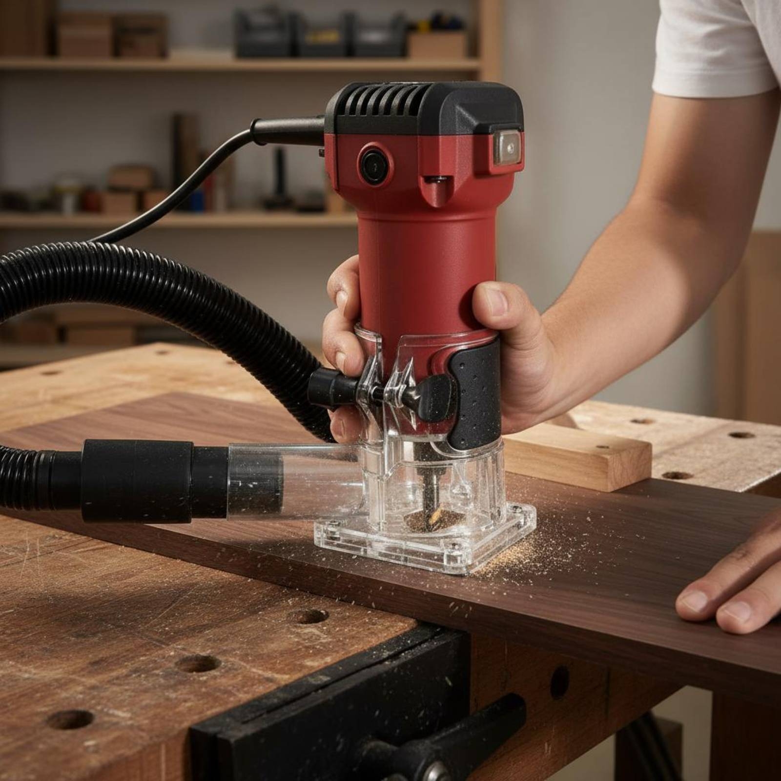Transparent Router Dust Hood T - Vacuum Woodworking ulasan dan harga