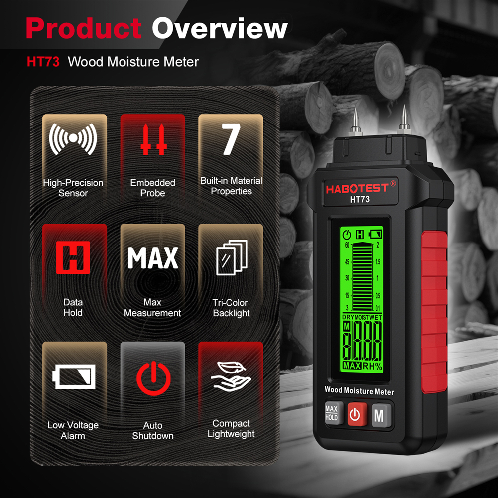 Digital Wood Moisture Meter Hu - Lumber Woodworking ulasan dan harga